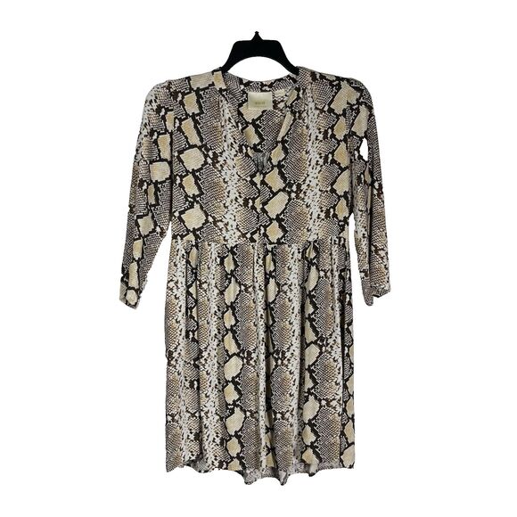 Maeve Anthropologie Women Size S Beige Brown A-line Dress Snakeskin Animal Print - Picture 1 of 6